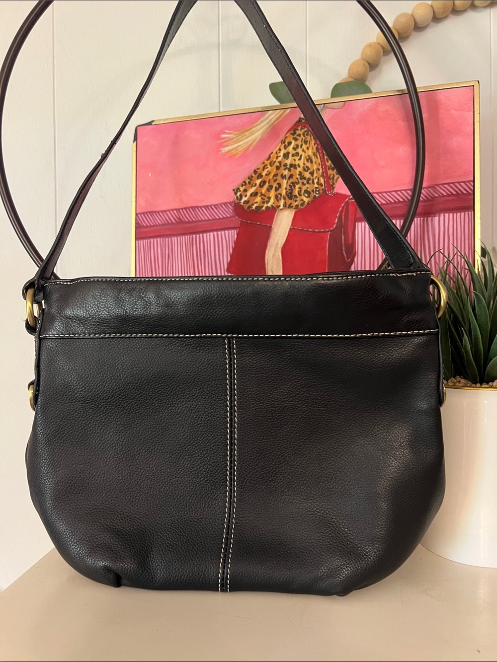 croft & barrow Black Leather Shoulder Bag